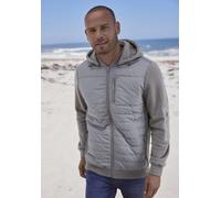 Kapuzensweatjacke H.I.S, Herren, Gr. XL (56/58), grau (stein), angeraute Sweatware, Obermaterial: 60% Polyester, 40% Baumwolle. Einsatz: 100% Polyester, unifarben, bequem, eingesetzt angesetztes Bündc