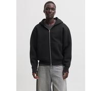 Kapuzensweatjacke JACK & JONES "JCOLEGACY SWEAT SCUBA ZIP HOOD NOOS", Herren, Gr. M, schwarz, angeraute Sweatware, Obermaterial: 77% Polyester, 15% Viskose, 8% Elasthan, unifarben, relaxed fit normal,