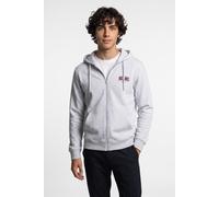 Kapuzensweatjacke JACK & JONES "JJAERO SWEAT ZIP HOOD", Herren, Gr. M, weiß melange, angeraute Sweatware, Obermaterial: 65% Polyester, 35% Baumwolle, bedruckt, regular fit normal, ohne Ausschnitt, Rip