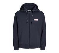 Kapuzensweatjacke JACK & JONES "JJBUSTER SWEAT ZIP HOOD BTS", Herren, Gr. M, blau (navy blazer), angeraute Sweatware, Obermaterial: 60% Baumwolle, 40% Polyester, bedruckt, regular fit normal, ohne Aus