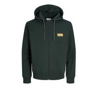 Kapuzensweatjacke JACK & JONES "JJBUSTER SWEAT ZIP HOOD BTS", Herren, Gr. S, grün (scarab), angeraute Sweatware, Obermaterial: 60% Baumwolle, 40% Polyester, bedruckt, regular fit normal, ohne Ausschni