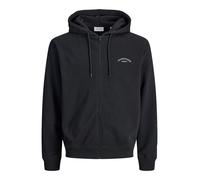 Kapuzensweatjacke JACK & JONES "JJCOLLEGE LOGO SWEAT ZIP HOOD", Herren, Gr. L, schwarz, Sweatware, Obermaterial: 80% Baumwolle, 20% Polyester, unifarben, relaxed fit normal, Rundhals, Rippbündchen, Sw