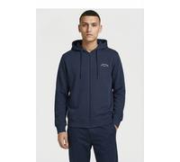Kapuzensweatjacke JACK & JONES "JJCOLLEGE LOGO SWEAT ZIP HOOD", Herren, Gr. S, navy blazer, Sweatware, Obermaterial: 80% Baumwolle, 20% Polyester, unifarben, relaxed fit normal, Rundhals, Rippbündchen