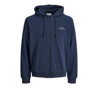 Kapuzensweatjacke JACK & JONES "JJCOLLEGE LOGO SWEAT ZIP HOOD", Herren, Gr. S, navy blazer, Sweatware, Obermaterial: 80% Baumwolle, 20% Polyester, unifarben, relaxed fit normal, Rundhals, Rippbündchen