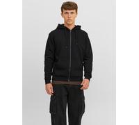 Kapuzensweatjacke JACK & JONES "JJEBRADLEY mit Kapuze, ideal für kalte Jahreszeit", Herren, Gr. XS, schwarz, angeraute Sweatware, Obermaterial: 61% Polyester, 39% Baumwolle, unifarben, loose fit taill