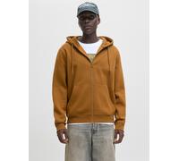 Kapuzensweatjacke JACK & JONES "JJEBRADLEY mit Kapuze, ideal für kalte Jahreszeit", Herren, Gr. XXL, braun (monks robe), angeraute Sweatware, Obermaterial: 65% Polyester, 35% Baumwolle, unifarben, loo