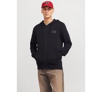 Kapuzensweatjacke JACK & JONES "JJECORP LOGO SWEAT ZIP HOOD", Herren, Gr. XXL, schwarz (schwarz detail:small print, schwarz), angeraute Sweatware, Obermaterial: 70% Baumwolle, 30% Polyester, unifarben