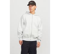 Kapuzensweatjacke JACK & JONES "JJEURBAN EDGE SWEAT ZIP HOOD NOOS", Herren, Gr. XL, grau (weiß melange), angeraute Sweatware, Obermaterial: 70% Baumwolle, 30% Polyester, meliert, weit taillenbedeckt, 