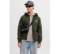 Kapuzensweatjacke JACK & JONES "JJMAKOTO SWEAT ZIP HOOD", Herren, Gr. M, duffel bag, angeraute Sweatware, Obermaterial: 80% Baumwolle, 20% Polyester, bedruckt, Modisch, regular fit, Rippbündchen, Swea