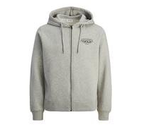 Kapuzensweatjacke JACK & JONES "JJMAKOTO SWEAT ZIP HOOD", Herren, Gr. S, light grau melange, angeraute Sweatware, Obermaterial: 80% Baumwolle, 20% Polyester, meliert, regular fit, Rippbündchen, Sweatj