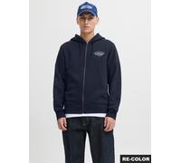 Kapuzensweatjacke JACK & JONES "JJMAKOTO SWEAT ZIP HOOD", Herren, Gr. S, sky captain, angeraute Sweatware, Obermaterial: 80% Baumwolle, 20% Polyester, regular fit, Rippbündchen, Sweatjacken (70645545-