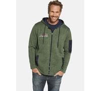 Kapuzensweatjacke JAN VANDERSTORM "Fleecejacke ASVA", Herren, Gr. L, grün (grün melange), Obermaterial: 100% Polyester COOLMAX PES(Coolmax)., Sweatjacken (95676466-L) grün melange