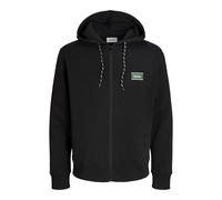 Kapuzensweatjacke "JJBUSTER SWEAT ZIP HOOD BTS PLS", Herren, Gr. 3XL, schwarz, angeraute Sweatware, Obermaterial: 60% Baumwolle, 40% Polyester, JACK & JONES PLUSSIZE, bedruckt, regular fit normal, ohn