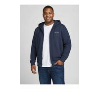 Kapuzensweatjacke "JJCOLLEGE LOGO SWEAT ZIP HOOD PLS", Herren, Gr. 4XL, navy blazer, Sweatware, Obermaterial: 80% Baumwolle, 20% Polyester, JACK & JONES PLUSSIZE, unifarben, regular fit normal, Rundha