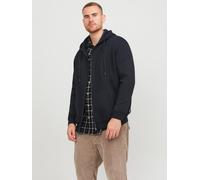 Kapuzensweatjacke "JJEBRADLEY mit Kapuze und weichem Innenmaterial", Herren, Gr. 5XL, schwarz, angeraute Sweatware, Obermaterial: 61% Polyester, 39% Baumwolle, JACK & JONES PLUSSIZE, unifarben, relaxe