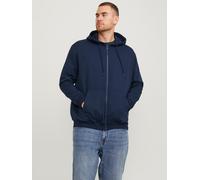 Kapuzensweatjacke "JJEBRADLEY mit Kapuze und weichem Innenmaterial", Herren, Gr. 6XL, blau (navy blazer), angeraute Sweatware, Obermaterial: 61% Polyester, 39% Baumwolle, JACK & JONES PLUSSIZE, unifar