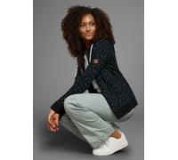 Kapuzensweatjacke KANGAROOS, Damen, Gr. 32/34, schwarz, Interlock, Obermaterial: 100% Baumwolle, bedruckt, kontrastfarbene Details, figurbetont hüftlang, Rippbündchen, Sweatjacken, mit sportlichem Min