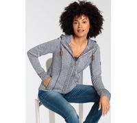 Kapuzensweatjacke KANGAROOS, Damen, Gr. 44/46, blau (graublau), Fleece, Obermaterial: 100% Polyester, kontrastfarbene Details, unifarben mit Farbeinsatz, figurbetont hüftbedeckend, angesetztes Bündche