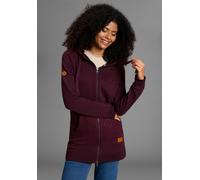 Kapuzensweatjacke KANGAROOS, Damen, Gr. 52/54, lila (aubergine), angeraute Sweatware;Strick, Obermaterial: 60% Baumwolle, 40% Polyester. Kapuze: 57% Polyester, 42% Viskose, 1% Elasthan. Taschenbeutel: