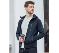 Kapuzensweatjacke LERROS "Sweatjacke im Hoodie-Look aus Mischgewebe", Herren, Gr. L, blau (classic navy), 50% Baumwolle, 50% Polyester, Sweatjacken (96937501-L) classic navy