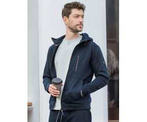 Kapuzensweatjacke LERROS "Sweatjacke im Hoodie-Look aus Mischgewebe", Herren, Gr. XXL, classic navy, 50% Baumwolle, 50% Polyester, Sweatjacken (96937501-XXL) classic navy