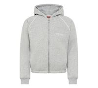 Kapuzensweatjacke LEVI'S KIDS, Mädchen, Gr. 10 (140), grau (light gray heather), angeraute Sweatware, Obermaterial: 60% Baumwolle, 40% Polyester, normal hüftlang, Rundhals, Raglanärmel elastischer Bun