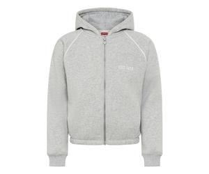Kapuzensweatjacke LEVI'S KIDS, Mädchen, Gr. 4 (104), grau (light gray heather), angeraute Sweatware, Obermaterial: 60% Baumwolle, 40% Polyester, normal hüftlang, Rundhals, Raglanärmel elastischer Bund