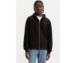 Kapuzensweatjacke LEVI'S "NEW ORIGINAL ZIP UP", Herren, Gr. XL, schwarz (caviar), Sweatware, Obermaterial: 100% Baumwolle, bestickt, unifarben, normal hüftbedeckend, Rundhals, Flachstrickbündchen, Swe