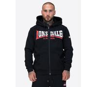 Kapuzensweatjacke LONSDALE "GARRIGILL", Herren, Gr. XXL, schwarz, weiß, rot, Obermaterial: 60% Baumwolle, 40% Polyester, Sweatjacken (46821225-XXL) schwarz, weiß, rot