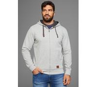 Kapuzensweatjacke MAN'S WORLD, Herren, Gr. 3XL (64/66), grau (grau, melange), angeraute Sweatware, Obermaterial: 90% Baumwolle, 10% Viskose. Kapuzenfutter: 100% Baumwolle, normal, Rippbündchen, Sweatj