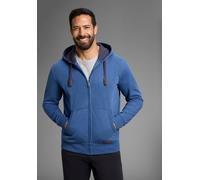 Kapuzensweatjacke MAN'S WORLD, Herren, Gr. 5XL, blau (blau meliert), angeraute Sweatware, Obermaterial: 60% Baumwolle, 40% Polyester. Kapuzenfutter: 100% Baumwolle, normal, Rippbündchen, Sweatjacken,