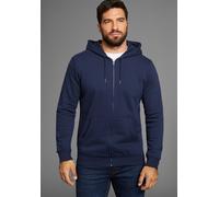 Kapuzensweatjacke MAN'S WORLD, Herren, Gr. XL (56/58), blau (dunkelblau), angeraute Sweatware, Obermaterial: 60% Baumwolle, 40% Polyester. Kapuzenfutter: 60% Baumwolle, 40% Polyester, unifarben, Basic