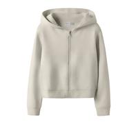 Kapuzensweatjacke NAME IT "NKFMILLE SHORT NREG SWE CARD WH UNB NOOS", Mädchen, Gr. 116, pumice stone, Sweatware, Obermaterial: 80% Baumwolle, 20% Polyester, unifarben, normal taillenbedeckt, Rundhals,