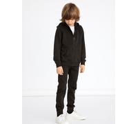 Kapuzensweatjacke NAME IT "NKMNESWEAT - Sweatjacke mit Kängurutasche", Jungen, Gr. 116, schwarz, Sweatware, Obermaterial: 80% Baumwolle, 20% Polyester, unifarben, regular fit hüftbedeckend, Rippbündch