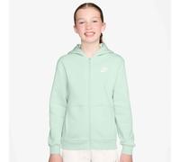Kapuzensweatjacke NIKE SPORTSWEAR "K NSW CLUB FLC HD FZ LS LBR", Mädchen, Gr. XL, barely grün, angeraute Sweatware, Obermaterial: 80% Baumwolle, 20% Polyester, normal, angesetztes Bündchen, Sweatjacke