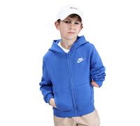 Kapuzensweatjacke NIKE SPORTSWEAR "K NSW CLUB FLC HD FZ LS LBR", Mädchen, Gr. XS (116/122), comet blau, weiß, angeraute Sweatware, Obermaterial: 80% Baumwolle, 20% Polyester, normal, angesetztes Bündc