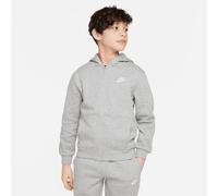 Kapuzensweatjacke NIKE SPORTSWEAR "Nike Sportswear Club Fleece Big Kids' Full-Zip Hoodie", Mädchen, Gr. M (140/146), grau (dk grau heather, base grau, weiß), Sweatware, Obermaterial: 80% Baumwolle, 20