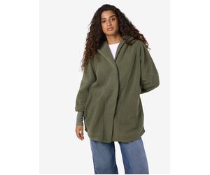 Kapuzensweatjacke NOISY MAY "NMCOZY L/S LONG SHACKET W HOOD JRS NOOS", Damen, Gr. M, kalamata, Sweatware, Obermaterial: 100% Polyester, unifarben, relaxed fit normal, V-Ausschnitt, Rippbündchen, Sweat