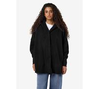 Kapuzensweatjacke NOISY MAY "NMCOZY L/S LONG SHACKET W HOOD JRS NOOS", Damen, Gr. M, schwarz, Sweatware, Obermaterial: 100% Polyester, unifarben, relaxed fit normal, V-Ausschnitt, Rippbündchen, Sweatj