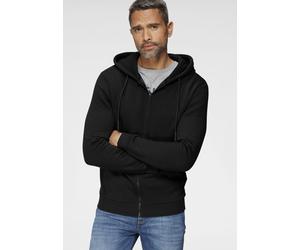Kapuzensweatjacke ONLY & SONS "CERES LIFE ZIP THR. HOODIE SWEAT", Herren, Gr. M, schwarz, angeraute Sweatware, Obermaterial: 65% Baumwolle, 35% Polyester, unifarben, normal normal, ohne Ausschnitt, Bü