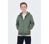 Kapuzensweatjacke ONLY & SONS JUNIOR "OSJCERES ZIP THR. HOODIE SWT NOOS", Jungen, Gr. 158/164, grün (castor gray), angeraute Sweatware, Obermaterial: 65% Baumwolle, 35% Polyester, unifarben, regular f