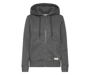 Kapuzensweatjacke OXMO "Kapuzenfleecejacke OXKaren", Damen, Gr. L, grau (dunkelgrau melange), Obermaterial: 80% Polyester PES. 20% Baumwolle CO., Sweatjacken (54023968-L) dunkelgrau melange