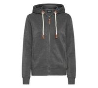 Kapuzensweatjacke OXMO "Kapuzenfleecejacke OXMILLE", Damen, Gr. L, grau (dunkelgrau melange), Obermaterial: 55% Polyester PES. 45% Baumwolle CO., Sweatjacken (64718133-L) dunkelgrau melange