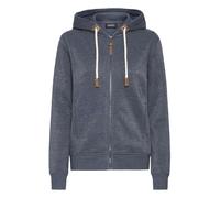 Kapuzensweatjacke OXMO "Kapuzenfleecejacke OXMILLE", Damen, Gr. XS, blau (total eclipse melange), Obermaterial: 55% Polyester PES. 45% Baumwolle CO., Sweatjacken (68561341-XS) total eclipse melange