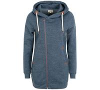 Kapuzensweatjacke OXMO "Kapuzensweatjacke OXVicky", Damen, Gr. S, blau (ins bl mel), Obermaterial: 80% Polyester PES. 20% Baumwolle CO., Sweatjacken (48097959-S) ins bl mel