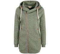 Kapuzensweatjacke OXMO "Kapuzensweatjacke OXVicky", Damen, Gr. S, grün (climb mel), Obermaterial: 80% Polyester PES. 20% Baumwolle CO., Sweatjacken (78614337-S) climb mel