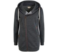 OXMO Vicky Zip Hood Long Damen Sweatjacke Kapuzenjacke Hoodie mit Kapuze, Größe:XS, Farbe:DAR GREY M (798288)