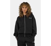 Kapuzensweatjacke PEGADOR "Clarita Oversized Sweatjacket", Damen, Gr. XS, washed schwarz, weiß, Sweatware, Obermaterial: 80% Baumwolle, 20% Polyester, unifarben, oversize normal, ohne Ausschnitt, Ripp
