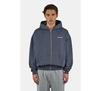 Kapuzensweatjacke PEGADOR "Colne Logo Oversized Sweat Jacket", Herren, Gr. S, washed twilight blau warm weiß, Sweatware, Obermaterial: 80% Baumwolle, 20% Polyester, bedruckt, oversize normal, ohne Aus