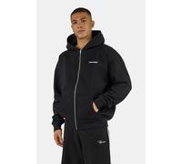 Kapuzensweatjacke PEGADOR "Logo Oversized Sweat Jacket", Herren, Gr. L, washed schwarz, Sweatware, Obermaterial: 80% Baumwolle, 20% Polyester, unifarben, oversize normal, ohne Ausschnitt, Rippbündchen